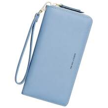 Badiya Womens Wallet Credit Card Holder RFlD BlocFKing Leather Zip Around Wallets Large Capacity Wristlet - Màu xanh lam - Xem 1