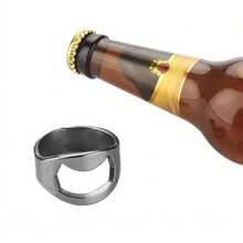 1pc Stainless Steel Ring Bottle Opener, Creative Portable Beverage Cap Removal Tool - Durable And Easy To Operate - Multicolor - View 6