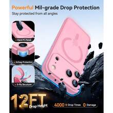 Magnetic For IPhone 17 Pro Max Case(6.9"), Upgraded [Full Camera Protection] [Compatible With Magsafe] [Translucent Matte] Shockproof Protective Phone Case, Orange - Pink - View 7