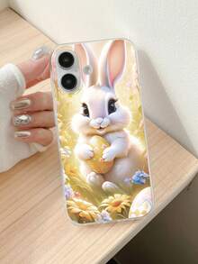 Easter Bunny & Egg Print Transparent Soft TPU Shockproof Phone Case, Cute Style, Suitable For Easter/Daily Use/Friend Gift. Compatible With IPhone 11/13 Pro Max/15/17/17 Pro Max & Galaxy S24 Ultra/S25 Ultra - Clear - View 7