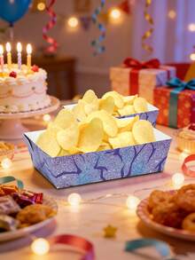 10件/30件/50件装韩流派对装饰品，韩流生日派对用品，韩流纸薯条船形小吃盘，音乐主题派对配件 - 紫色閃電 - 查看 6