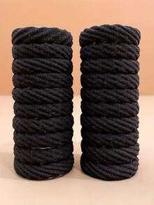 10/50/100个装高弹力女士/女孩发圈 - 加厚柔软无缝无损发绳，日常时尚发饰，黑色、红色、粉色、米色、黄色加厚发圈 - 彩色 - 查看 3