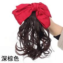 弹簧夹红色蝴蝶结发圈 - Dark Brown - 查看 8