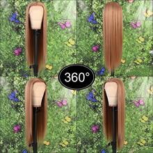 13x4 Free Part Mint Green Long Straight Lace Front Wigs Glueless Long Silky Straight Wigs Pre Plucked HD Lace 180% Density Light Green Wig Soft Free Part Wear And Go Lace Front Wigs For Fashion Women Party & Daily Wear 26 Inch - 挑染金色 - 查看 7