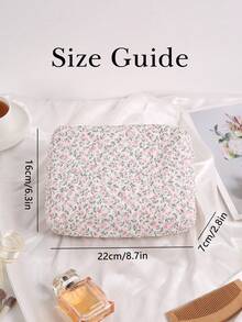 客製化刺繡化妝包，可客製姓名，粉色花卉格紋絎縫化妝包，伴娘新娘化妝收納袋，適用婚禮與新娘派對，大容量旅行化妝包，送禮首選 - 彩色 - 查看 7