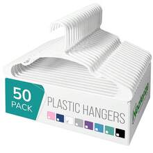 Clothes Hangers Plastic 50 Pack For Adults - Plastic Hangers, The Perfect Coat Hanger And Space Saving Clothes Hangers For Closet, Percheros Ganchos Para Colgar Ropa Hangars - White Hangers - 白色 - 查看 1