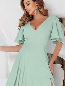 Vestido Longo Verde Menta Mangas Evasê Serena NM Nana Marie - Verde Menta - Visão 4