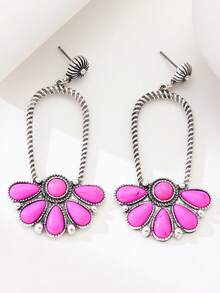 1对复古几何不对称绿松石吊坠耳环，欧美风格，女士款 - 耳飾 - 查看 20