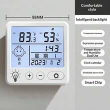 数字温湿度计，带时钟 - 5 秒快速刷新，背光，摄氏度/华氏度双显示，适用于家庭、办公室、卧室 - 白色 - 查看 12