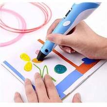 Bolígrafo de impresión 3D, suministros de pintura 3D de grafiti DIY, retracción de un solo botón ajustable a 3 velocidades, adecuado para niños y niñas de 6 a 12 años, regalo de cumpleaños creativo (incluye Fflamento Pla De 12 Colores) - Azul - Ver 4