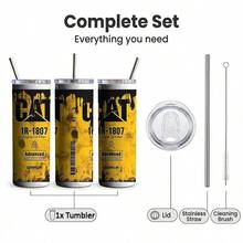 1 Pc 20oz Tumbler Cup CAT CAT Graphic Design With Dripping Black Letters 1R1807 Engine Oil Filter Text Advanced High Efficiency Logo For Caterpillar Enthusiasts Ideal Gift For Mechanical Engineers On Birthdays Or Father's Day Daily Gift - 1 pc - 查看 4