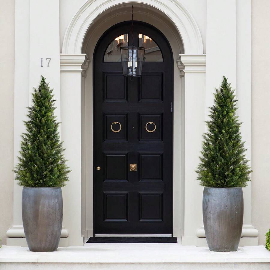 2Packs Artificial Cedar Trees With Black Pot 36"/48"/60" Fake Plants Outdoor Indoor Faux Pine Shrubs Plants Sunlight Resistant Leafy Potted Plant For Xmas Home Front Door Offices Outdoor Realistic Fake Plants Front Porch Decor 2/3/4/5/6FT Xmas New Year 2026 - màu xanh lá - Xem 1