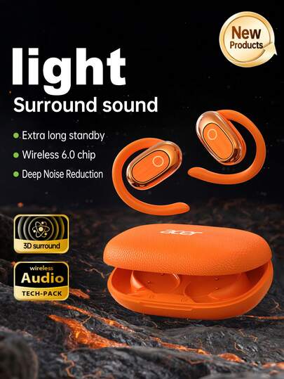  ACER OHR553 蓝牙耳机，开放式设计，OWS 无线耳塞，带充电盒，立体声低音，低延迟，佩戴舒适，适合学习、商务、运动、跑步、健身，兼容智能手机、平板电脑、笔记本电脑，圣诞节和情人节礼物