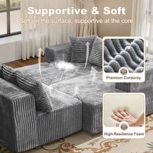 132-Inch U-Shaped Modern Sofa Bed,Boneless Couch For Living Room,Living Room Furniture Set,Recliner,Sofa Mit Schlaffunktion,Canape Convertible,Canapé Salon Modulable Compressé,Sofa Cama Para Dormir,No Assembly Required - 淺灰色 - 查看 6