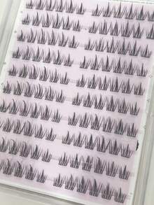 120 Clusters Of False Eyelashes, Transparent And Naturally-Looking Segmented Self-Adhesive C-Shaped Curled False Eyelashes - Black - View 3