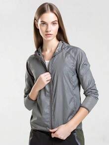 Women's Lightweight Hooded Jacket, Foldable Outdoor Windbreaker Suitable For Hiking - Grey - View 5