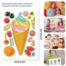 8/16/24/32pcs Puzzle Stickers, Ice Cream Cone Pattern, Party Favors, Birthday Supplies, DIY Crafts - Multicolor - View 13