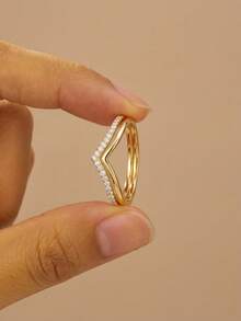 2pcs 925 Sterling Silver Geometric Rings, Vintage Elegant Jewelry Gift For Women, Suitable For Daily Wear And Party - Gold - View 3