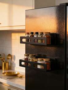 Bộ 2 kệ đựng đồ gắn tủ lạnh từ tính, kệ trang trí nhà bếp bằng sắt không cần khoan, giá treo gia vị và dụng cụ nhiều tầng cỡ nhỏ và lớn, quà tặng tân gia, Giáng sinh, năm mới, kệ đựng đồ gắn bên hông tủ bếp. - Nhiều màu - Xem 5