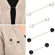 6pcs Set Of Hot-Selling Brooch Women's Waist Retraction Buckle Simple Collar Needle Faux Pearl Line Needle Diamond Pin - Multicolor - View 9