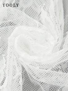 Váy ren trong suốt màu trơn Yooly, quần cạp chun co giãn, phong cách thường ngày hiện đại, thích hợp mặc đi biển nghỉ mát mùa hè. - trắng - Xem 4