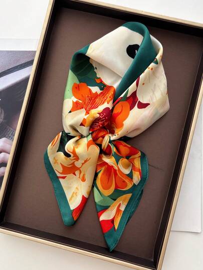 1pc Paisley Print 70cm Silk-Like Bandana Scarf, Versatile Neck Scarf/Head Wrap For Men, Sun Protection