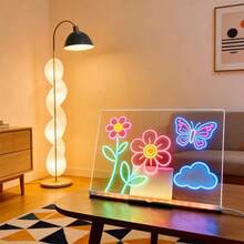 Tablero de escritura luminoso de acrílico, tablero de mensajes, tablero de dibujo infantil, soporte LED pintado a mano DIY - Multicolor - Ver 2