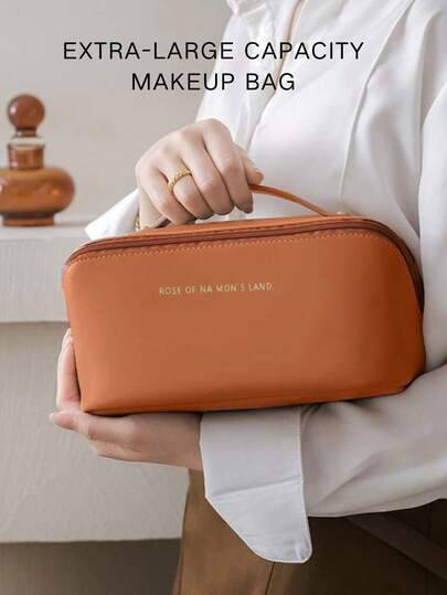 Bolsa de maquillaje portátil de gran capacidad y lujo, organizador de artículos de tocador de viaje para mujeres, bolsa de cosméticos impermeable - regalo perfecto