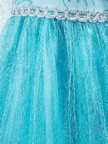 Set de 8 accesorii pentru rochie cu mânecă lungă și imprimeu floral albastru pentru fete, costum pentru copii de Halloween, Crăciun, petrecere, spectacol pe scenă - Albastru cer - Vizualizare 6