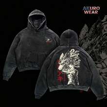 Aki Hayakawa Vintage Washed Sweatshirt Hoodie T-Shirt –  Anime Graphic Pullover, Dark Aesthetic Oversized Streetwear, Soft Cotton Unisex Top, Fox Devil Inspired Design, Gift For CSM Fans - 黑色 - 查看 4