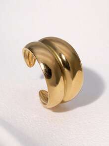 1枚简约几何开口戒指，时尚不锈钢镀金饰品，适合女性日常、派对、约会佩戴。 - 彩色 - 查看 2