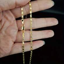 18K镀金项链，男女皆宜，链长16-30英寸，百搭优雅，时尚珠宝礼品 - 金色 - 查看 5