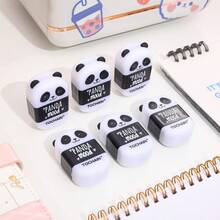 2pcs/Set Panda Shaped Pencil Sharpener & Eraser 2-In-1 Practical Stationery Tool, Wholesale Back To School Student Supplies Party Favors - Multicolor - View 3