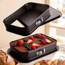 Rectangular Baking Pan, Spring-Form Cheesecake Mold With Removable Bottom, Non-Stick, Includes Oil Brush, Suitable For Kitchen Baking Of Pancakes, Bread, Cakes, Brownies, Household Dinner And Party Supplies - Multicolor - View 7