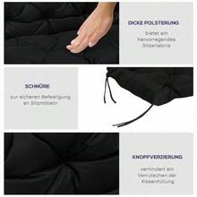 3-Seater Bench Cushion 100 X 98 X 8 Cm, Bench Cushion With Ties, Seat Cushion, Outdoor/Indoor Chair Cushion, Seat Pad, Bench Cushion For Garden Furniture, Garden Bench, Swing, Black - 黑色 - 查看 6