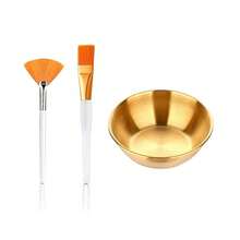 2/4/8/16/24件套面膜搅拌碗套装 - 美容用品，DIY面膜搅拌工具，面膜涂抹刷套装，2个玫瑰金面膜碗，2个扇形面膜刷，2个扁平面膜刷，2个量勺，可选金色、玫瑰金和原木色 - 彩色 - 查看 9
