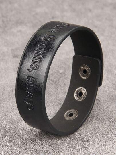 1件男女通用极简主义皮革手链，英文字母图案，男士时尚嘻哈派对表演饰品朋克腕带，度假风手链，送给男友、女友、兄弟姐妹的礼物