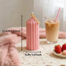 Esta dulce vela perfumada a rayas rosas tiene un diámetro de 5 cm y una longitud de 7,5 a 20 cm. Emite un aroma dulce y es sin humo. Es muy adecuada para la decoración del Día de San Valentín, regalos del Día de San Valentín, regalos festivos y cenas a la luz de las velas. - Vela - Ver 8