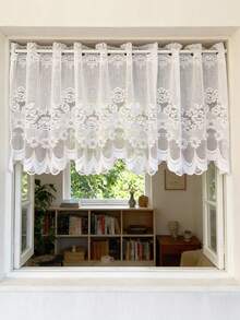 1pc White Lace Door Curtain For Bedroom Kitchen Living Room Home Decoration - White - View 10