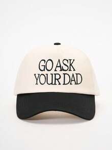 1 pieza Gorra de béisbol con bloqueo de color bordada "Ve a preguntarle a tu papá", gorra ajustable de protección solar casual adecuada para primavera/otoño, sombrero versátil para el sol, gorra de estilo Y2K para jóvenes - gorra de béisbol - Ver 19