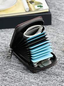HOVI'S Classic Minimalist Card Holder Wallet, Ultra-Thin Portable Multi-Function Coin Purse - Brown - View 1