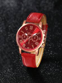 Women's Stylish And Minimalist Three-Eye Roman Numeral Quartz Watch Set, Suitable For Parties, Weddings, Beach Vacations, Valentine's Day And Other Occasions (Watch Box Not Included). - Multicolor - View 16