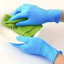 4/50/100pcs/Bag, Blue Disposable Gloves, Powder-Free Latex Touchscreen Disposable Non-Sterile Nitrile Examination Gloves Kitchen Cleaning Disposable Gloves - Blue - View 8