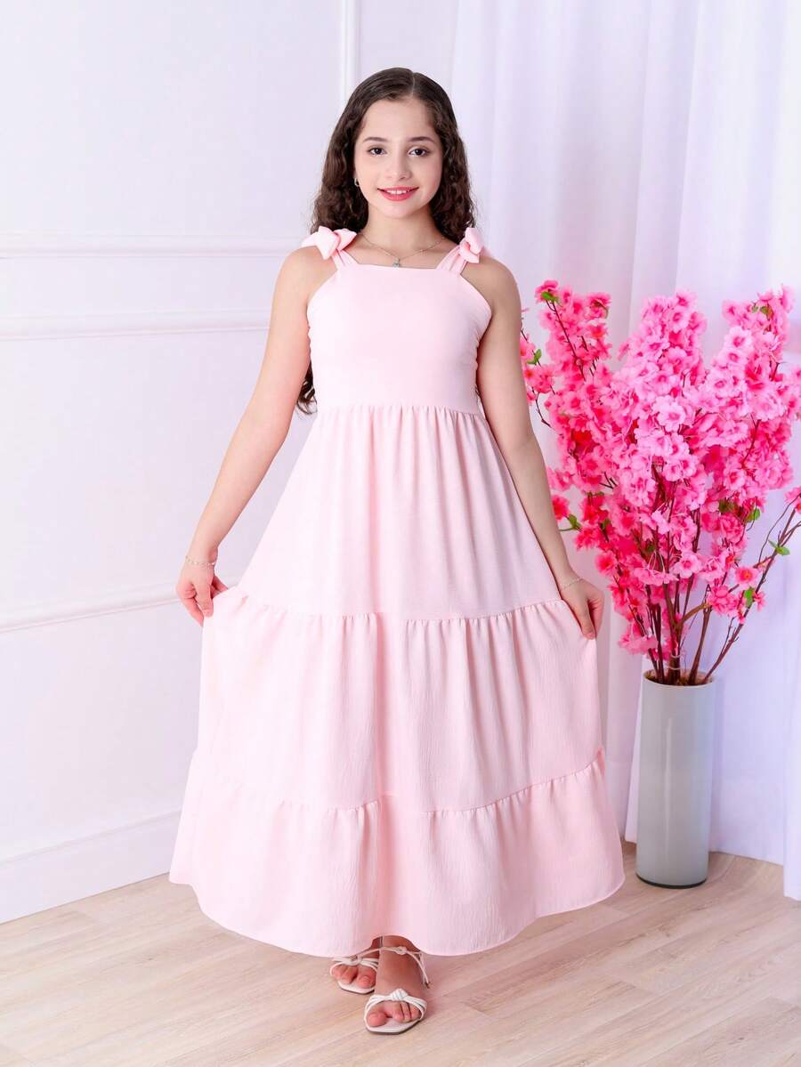 TRES MARIAS LONG STRAP DRESS FOR CHILDREN/ YOUTHS/ GIRLS - Rosa Pálido - Ver 1
