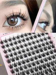 Fengxiu Eyelash Fluffy Lash Clusters 120pcs Individual Eyelash Thick Cluster Eyelash Extensions C Curl Lashes Clusters Natural Look Individual Lashes 11-13mm Dramatic Cluster Lasheslash Clusters,Eyelash Clusters,Individual Eyelashes,Lashes,Fake Lashes - CC - View 3