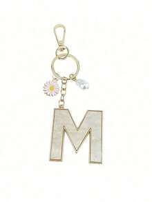 1pc 26 English Alphabet Faux Pearl Alloy Keychain Paired With Bowknot Ornaments, Popular Accessory, Backpack Charm Car Hanging Pendant Women Girls,Wallet And Handbag Accessories,Couple Pendant, Bag Pendant, Headphone Pendant,Suitable As A Family, Friends, Lovers, Mother's Day Gifts, Teacher Gifts, Birthday Gifts, Holiday Gifts - Nhiều màu - Xem 12