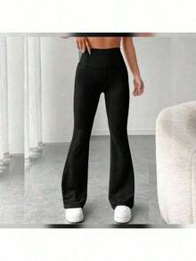 Women's Flare Ballerina Leggings - Comfort And Style In Motion - 黑色 - 查看 3