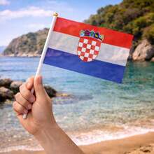 Mini Bandera Croacia Desfiles, MXHHN-001, 1Pza, Croacia, 14x21cm, Tela Poliéster, Asta Plástico. - Multicolor - Ver 3