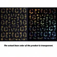 金属花瓣圆环美甲贴纸 - 金色五瓣花环美甲贴 - 春夏花卉美甲 - 易于粘贴 - 适用于各种美甲设计 - 金色、蓝色、激光银色 - 彩色 - 查看 16
