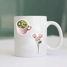 50张水彩贴纸，日记贴纸，可爱粉彩贴纸，花朵贴纸，防水乙烯基贴纸，适用于水瓶、电脑、笔记本电脑、手机、行李箱、笔记本、冰箱等。 - T - 查看 6